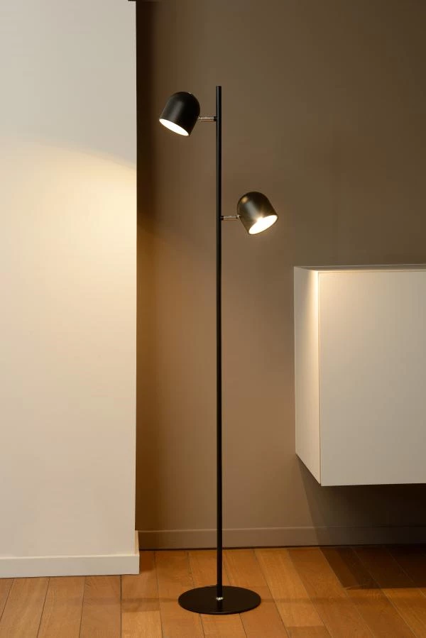 Lucide SKANSKA - Floor lamp - LED Dim. - 2x5W 3000K - Black - ambiance 1